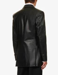 Bally Single-breasted Leather Jacket -KOOPES Clothing Shop R04170946 BLACK ALT03