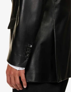 Bally Single-breasted Leather Jacket -KOOPES Clothing Shop R04170946 BLACK ALT04