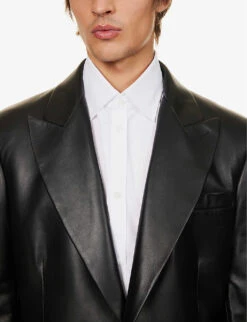 Bally Single-breasted Leather Jacket -KOOPES Clothing Shop R04170946 BLACK ALT05
