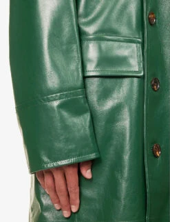 Bally Double-breasted Waist-adjuster Leather Trench Coat 13 Bally Double-breasted Waist-adjuster Leather Trench Coat -KOOPES Clothing Shop R04170947 KELLYGREEN ALT04