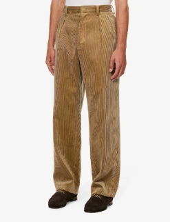 Bally Straight-leg Mid-rise Cotton-corduroy Trousers 9 Bally Straight-leg Mid-rise Cotton-corduroy Trousers -KOOPES Clothing Shop R04170956 CAMEL ALT02