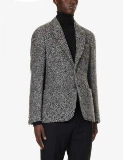 Giorgio Armani Single-breasted Notched-lapel Woven Jacket -KOOPES Clothing Shop R04173394 GREY ALT02