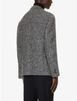 Giorgio Armani Single-breasted Notched-lapel Woven Jacket -KOOPES Clothing Shop R04173394 GREY ALT03