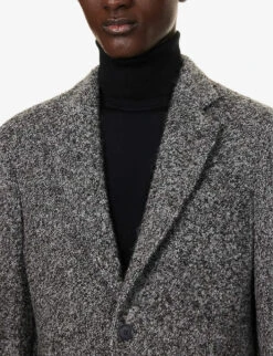 Giorgio Armani Single-breasted Notched-lapel Woven Jacket -KOOPES Clothing Shop R04173394 GREY ALT04