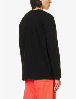 Brand-print Crewneck Cotton-jersey T-shirt -KOOPES Clothing Shop R04173416 BLACK ALT03