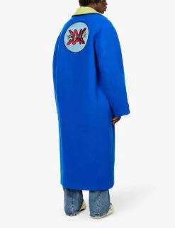 Brand Appliqué Notched-lapel Relaxed-fit Wool-blend Jacket -KOOPES Clothing Shop R04173434 DAZZLINGBLUE ALT01