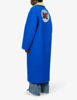 Brand Appliqué Notched-lapel Relaxed-fit Wool-blend Jacket -KOOPES Clothing Shop R04173434 DAZZLINGBLUE ALT03