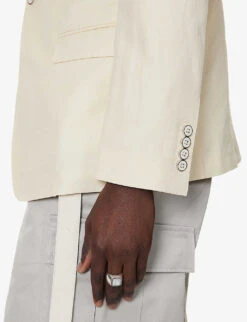 Dolce & Gabbana Single-breasted Peak-lapel Regular-fit Linen, Cotton And Silk-blend Blazer -KOOPES Clothing Shop R04174028 CREAM ALT05