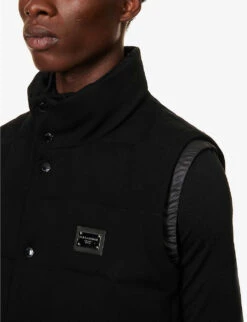 Dolce & Gabbana Brand-patch Padded Woven Gilet -KOOPES Clothing Shop R04174041 BLACK ALT04