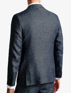 Ted Baker Tyrusj Slim-fit Single-breasted Linen And Wool-blend Suit Jacket -KOOPES Clothing Shop R04174565 NAVY ALT02