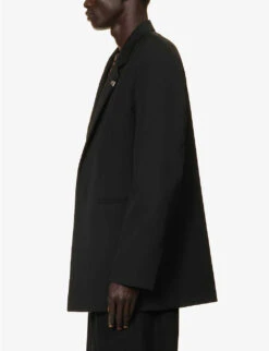 Jil Sander Hook-embellished Single-breasted Relaxed-fit Wool Jacket 9 Jil Sander Hook-embellished Single-breasted Relaxed-fit Wool Jacket -KOOPES Clothing Shop R04179484 BLACK ALT02