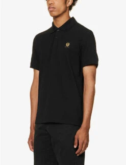 BELSTAFF Brand-patch Branded-button Regular-fit Cotton-piqué Polo Shirt -KOOPES Clothing Shop R04180838 BLACK ALT02