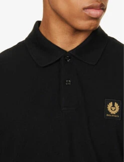 BELSTAFF Brand-patch Branded-button Regular-fit Cotton-piqué Polo Shirt -KOOPES Clothing Shop R04180838 BLACK ALT04
