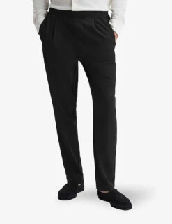 Reiss Hiroshio Tapered-leg Textured Stretch-woven Trousers 8 Reiss Hiroshio Tapered-leg Textured Stretch-woven Trousers -KOOPES Clothing Shop R04180972 BLACK ALT02