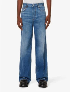 Valentino Branded-pocket Contrast-stitching Relaxed-fit Jeans 10 Valentino Branded-pocket Contrast-stitching Relaxed-fit Jeans -KOOPES Clothing Shop R04181434 MEDIUMBLUEDENIM ALT02