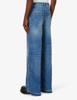 Valentino Branded-pocket Contrast-stitching Relaxed-fit Jeans 11 Valentino Branded-pocket Contrast-stitching Relaxed-fit Jeans -KOOPES Clothing Shop R04181434 MEDIUMBLUEDENIM ALT03