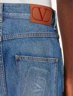 Valentino Branded-pocket Contrast-stitching Relaxed-fit Jeans 12 Valentino Branded-pocket Contrast-stitching Relaxed-fit Jeans -KOOPES Clothing Shop R04181434 MEDIUMBLUEDENIM ALT04