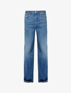 Valentino Branded-pocket Contrast-stitching Relaxed-fit Jeans