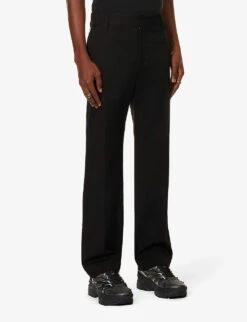 Valentino Rockstud Pressed-crease Regular-fit Straight-leg Stretch-cotton Trousers -KOOPES Clothing Shop R04181443 BLACK ALT02