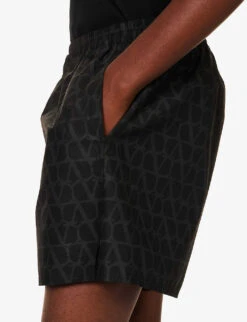 Valentino Brand-print Regular-fit Shorts -KOOPES Clothing Shop R04181445 ICONOGRAPHBLACKBLACK ALT04