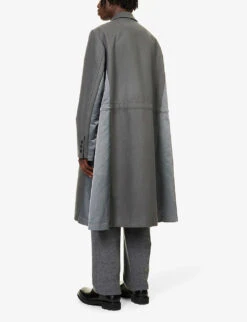 Sacai Relaxed-fit Drawstring-waist Wool Coat -KOOPES Clothing Shop R04182039 GREY ALT03