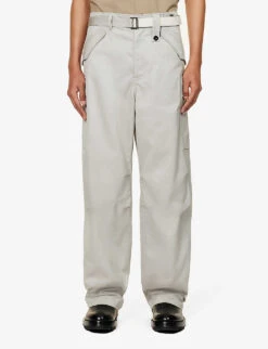Sacai Flap-pocket Regular-fit Wide-leg Cotton-twill Trousers -KOOPES Clothing Shop R04182044 LIGHTGREY ALT02