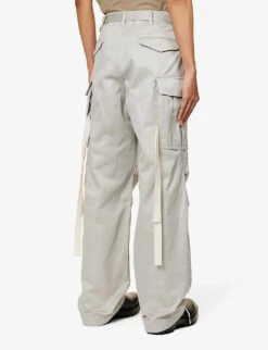 Sacai Flap-pocket Regular-fit Wide-leg Cotton-twill Trousers -KOOPES Clothing Shop R04182044 LIGHTGREY ALT03