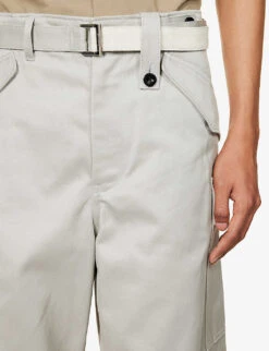 Sacai Flap-pocket Regular-fit Wide-leg Cotton-twill Trousers -KOOPES Clothing Shop R04182044 LIGHTGREY ALT04