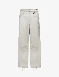 Sacai Flap-pocket Regular-fit Wide-leg Cotton-twill Trousers