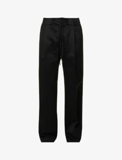 Sacai Drawstring-waistband Wide-leg Cotton Trousers