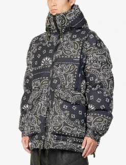 Sacai Bandana-printed Hooded Cotton-canvas Jacket -KOOPES Clothing Shop R04182046 NAVY ALT02