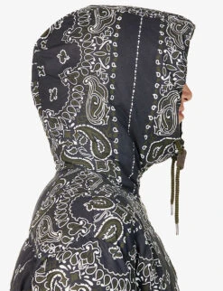 Sacai Bandana-printed Hooded Cotton-canvas Jacket -KOOPES Clothing Shop R04182046 NAVY ALT04