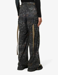 Sacai Bandana-print Wide-leg Regular-fit Cotton-twill Trousers -KOOPES Clothing Shop R04182048 GREY ALT03