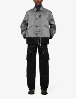 Sacai Spread-collar Boxy-fit Shell Bomber Jacket -KOOPES Clothing Shop R04182049 GREY ALT01