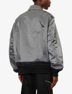 Sacai Spread-collar Boxy-fit Shell Bomber Jacket -KOOPES Clothing Shop R04182049 GREY ALT03