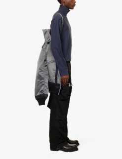 Sacai Spread-collar Boxy-fit Shell Bomber Jacket -KOOPES Clothing Shop R04182049 GREY ALT04