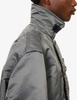 Sacai Spread-collar Boxy-fit Shell Bomber Jacket -KOOPES Clothing Shop R04182049 GREY ALT05