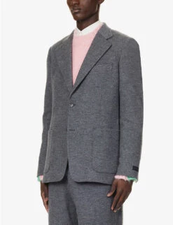 Lanvin Welt-pocket Notched-lapel Regular-fit Wool Jacket 10 Lanvin Welt-pocket Notched-lapel Regular-fit Wool Jacket -KOOPES Clothing Shop R04182729 DARKGREYMELANGE ALT02