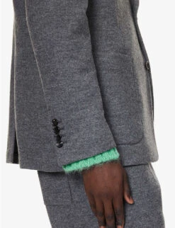 Lanvin Welt-pocket Notched-lapel Regular-fit Wool Jacket 13 Lanvin Welt-pocket Notched-lapel Regular-fit Wool Jacket -KOOPES Clothing Shop R04182729 DARKGREYMELANGE ALT05