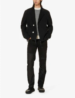 Lanvin Essential Distressed Relaxed-fit Denim Jacket -KOOPES Clothing Shop R04182731 BLACK ALT01
