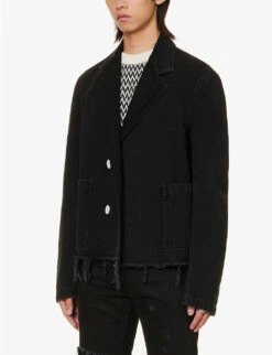 Lanvin Essential Distressed Relaxed-fit Denim Jacket -KOOPES Clothing Shop R04182731 BLACK ALT02