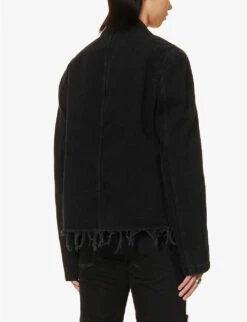 Lanvin Essential Distressed Relaxed-fit Denim Jacket -KOOPES Clothing Shop R04182731 BLACK ALT03