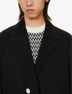 Lanvin Essential Distressed Relaxed-fit Denim Jacket -KOOPES Clothing Shop R04182731 BLACK ALT04