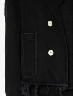 Lanvin Essential Distressed Relaxed-fit Denim Jacket -KOOPES Clothing Shop R04182731 BLACK ALT05