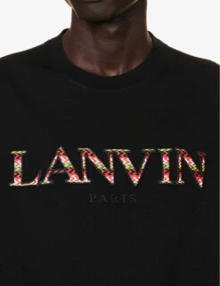 Lanvin Curb Brand-embroidered Boxy-fit Cotton-jersey T-shirt 11 Lanvin Curb Brand-embroidered Boxy-fit Cotton-jersey T-shirt -KOOPES Clothing Shop R04182745 BLACK ALT04