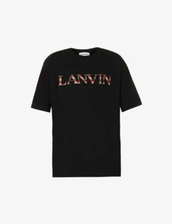 Lanvin Curb Brand-embroidered Boxy-fit Cotton-jersey T-shirt