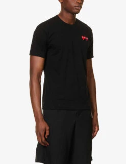 Comme Des Garçons Play Brand-embroidered Crewneck Cotton-jersey T-shirt 9 Comme Des Garçons Play Brand-embroidered Crewneck Cotton-jersey T-shirt -KOOPES Clothing Shop R04182764 BLACK ALT02