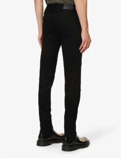 Emporio Armani Brand-patch Low-rise Slim-fit Stretch-cotton-blend Denim Jeans -KOOPES Clothing Shop R04184739 DENIMNERO ALT03