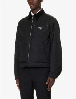Prada Logo-plaque Spread-collar Recycled-polyamide Jacket -KOOPES Clothing Shop R04185533 NERO ALT02