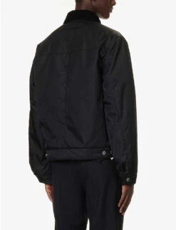 Prada Logo-plaque Spread-collar Recycled-polyamide Jacket -KOOPES Clothing Shop R04185533 NERO ALT03